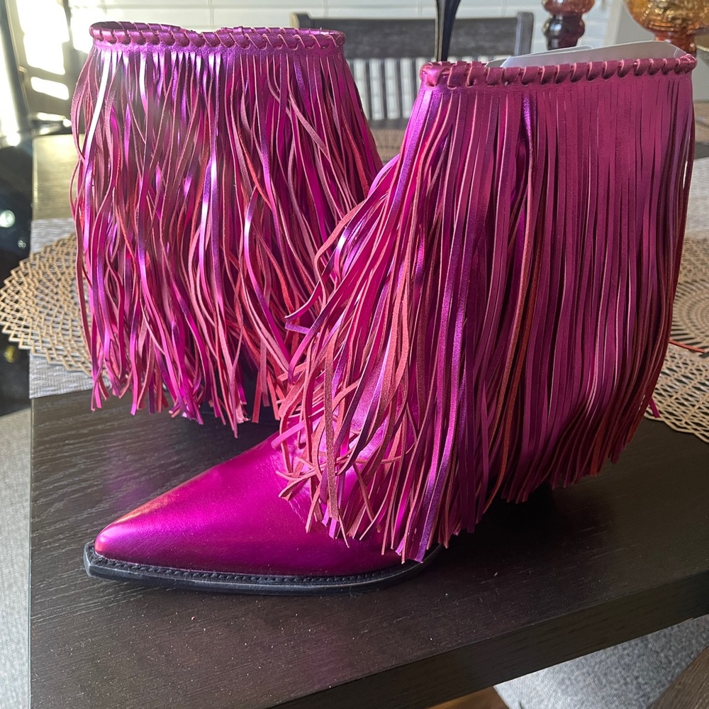 Brand New Jeffery Campbell Leather Fringe Boots Size 11. Perfect condition.